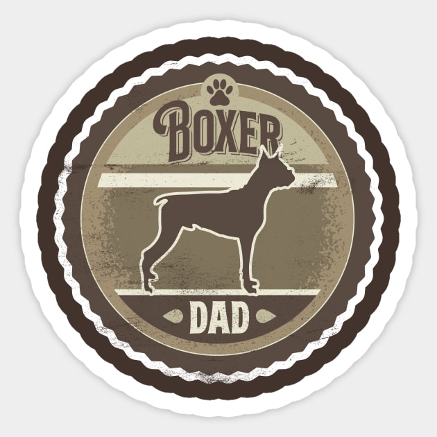 Boxer Dad - Distressed Boxer Dog Silhouette Design Sticker by DoggyStyles